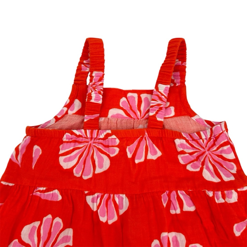 NWT Crewcuts Factory Girls’ Flower Gauze Tiered Dress in Bright Persimmon Multi - Picture 9 of 9